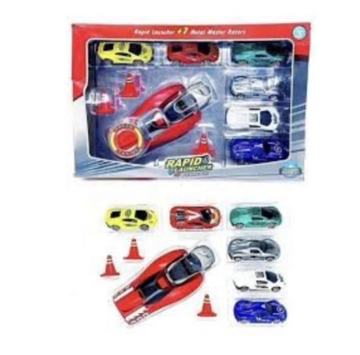 Branded Rapd Launcher Play Set Toy wth 7 De Cast Metal Stunt Car and Master Racers Sports.jpg