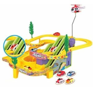 FUNABLO Track Racer Racng Car Set wth 4 Mnature Cars Rotatng Helcopter.jpg