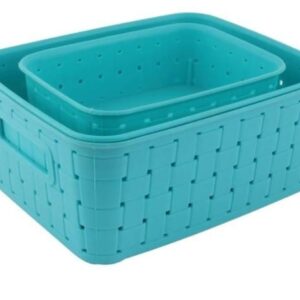 Homes Plastc SET OF 3 PECE RATTAN BASKET BROWN Storage Basket (Teal-Blue shown).jpg