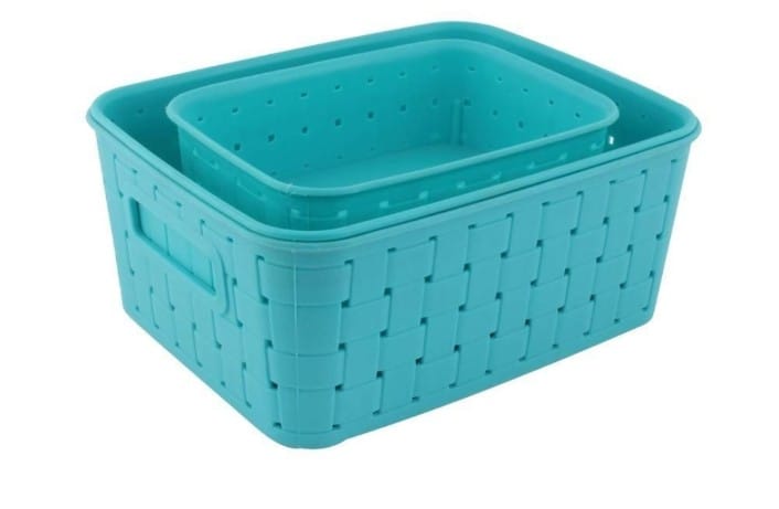 Homes Plastc SET OF 3 PECE RATTAN BASKET BROWN Storage Basket (Teal-Blue shown).jpg