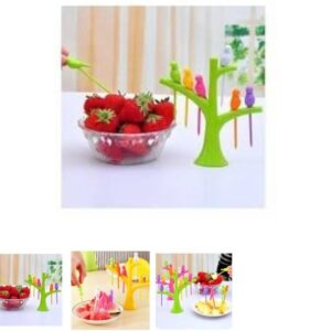 Plastc Brd Frut Fork Set wth Tree Shape Holder Rack. Pack of 3 Pcs..jpg