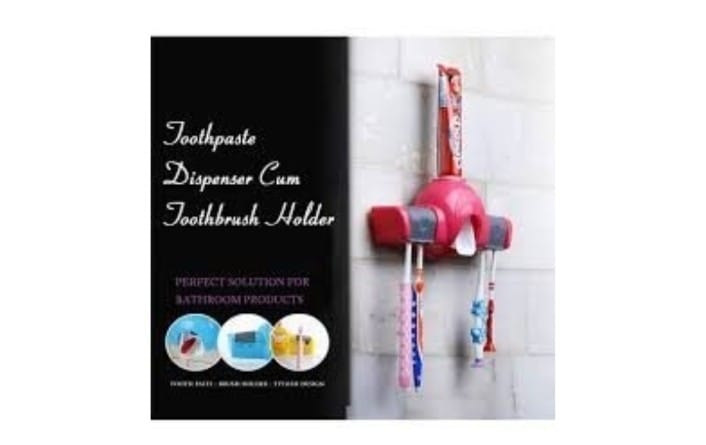 Whsq Toothpaste Dspenser Set wth Super Stcky Pad Wall Mounted Plastc Toothbrush Holder.jpg